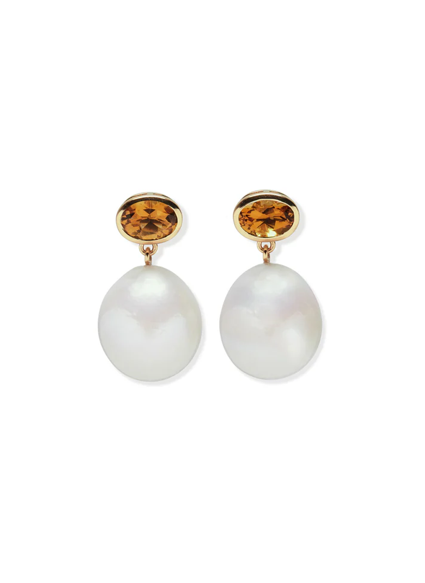 Palazzo Pearl and Citrine Earrings