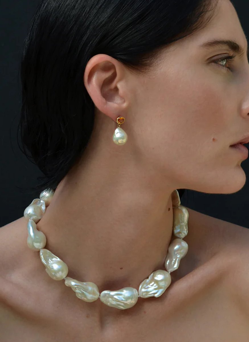 Palazzo Pearl and Citrine Earrings