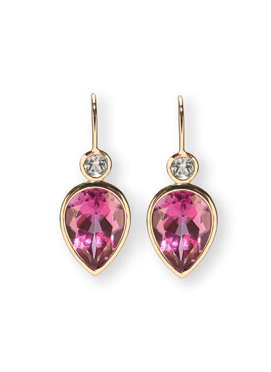 "Hera" Earrings, Pink Topaz - Lizzie Fortunato