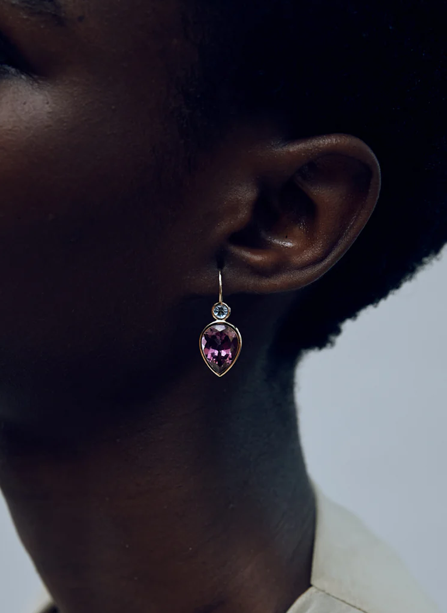 "Hera" Earrings, Pink Topaz - Lizzie Fortunato