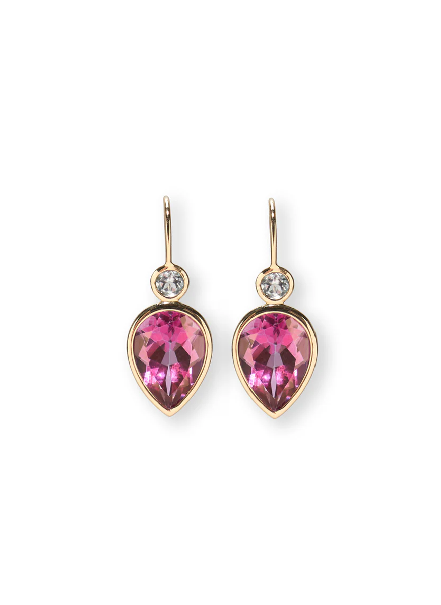 14k Gold Hera Earrings in Pink Topaz