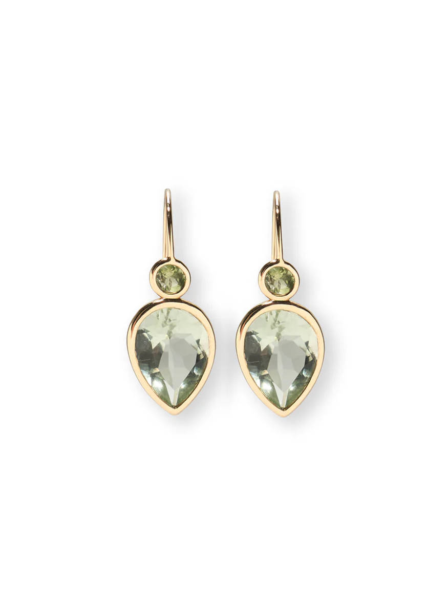 14k Gold Hera Earrings in Green Amethyst