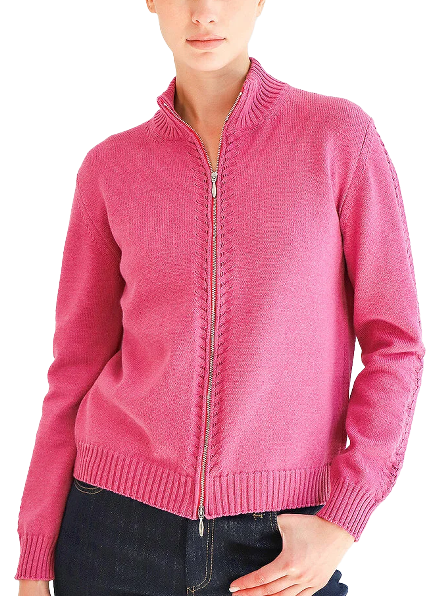 Francesca Cotton Cardigan Sweater in Raspberry