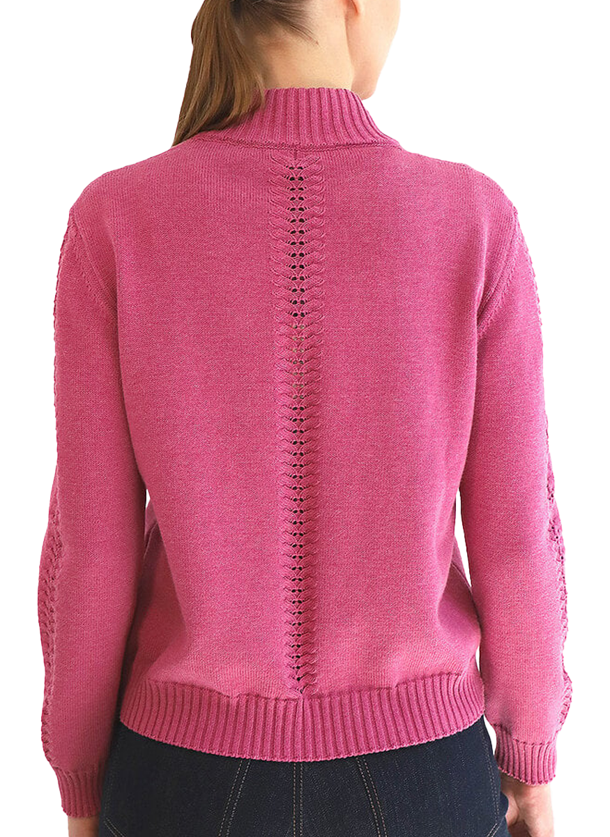 Francesca Cotton Cardigan Sweater in Raspberry - Rani Arabella