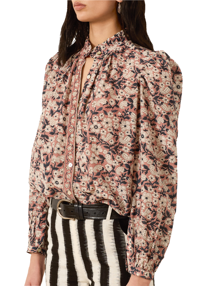 Annabel Sepia Floral Shirt - Alix of Bohemia
