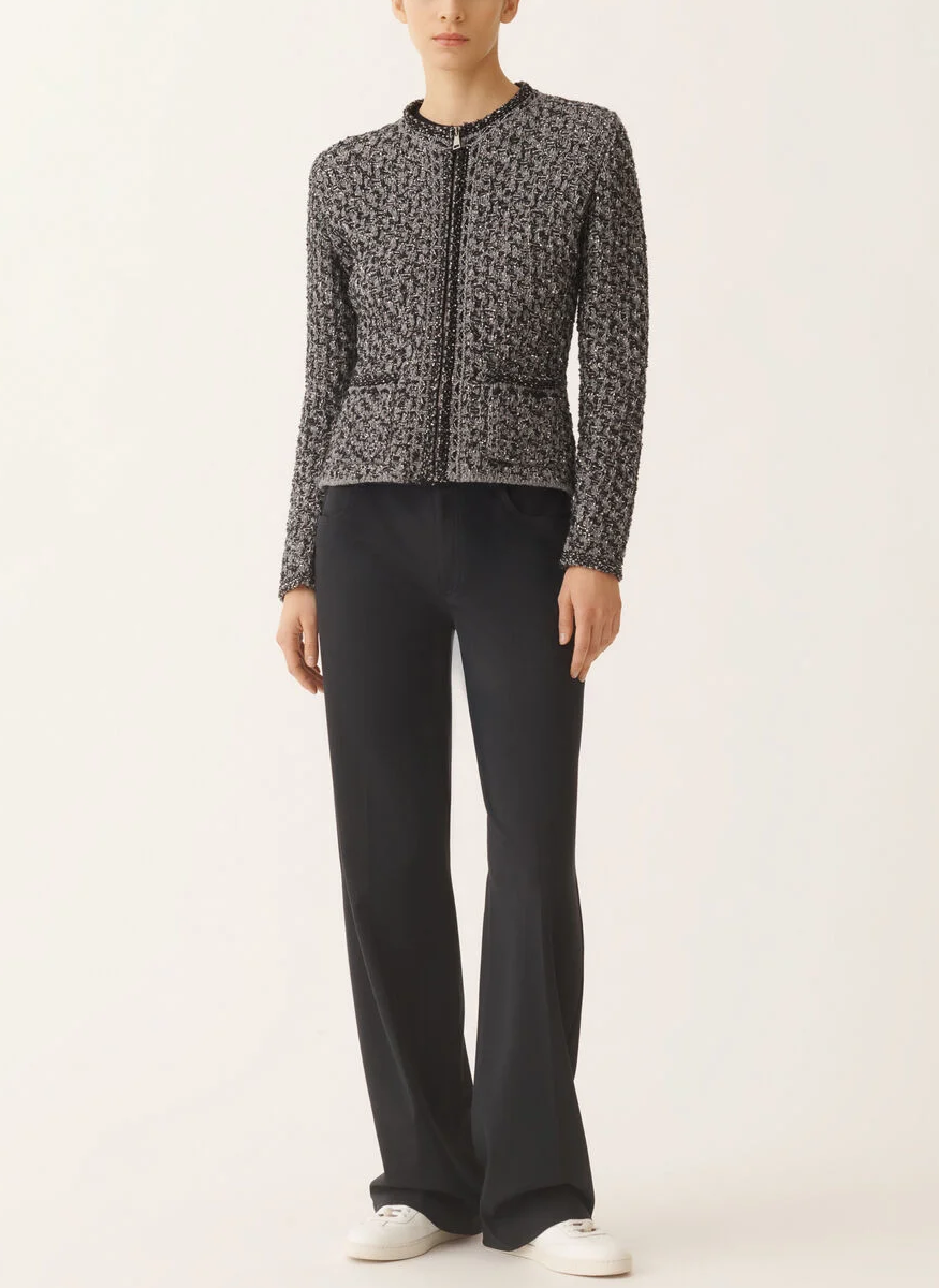 Dark Blue Sequin Tweed Jacket with a Denim Effect - Fabiana Filippi