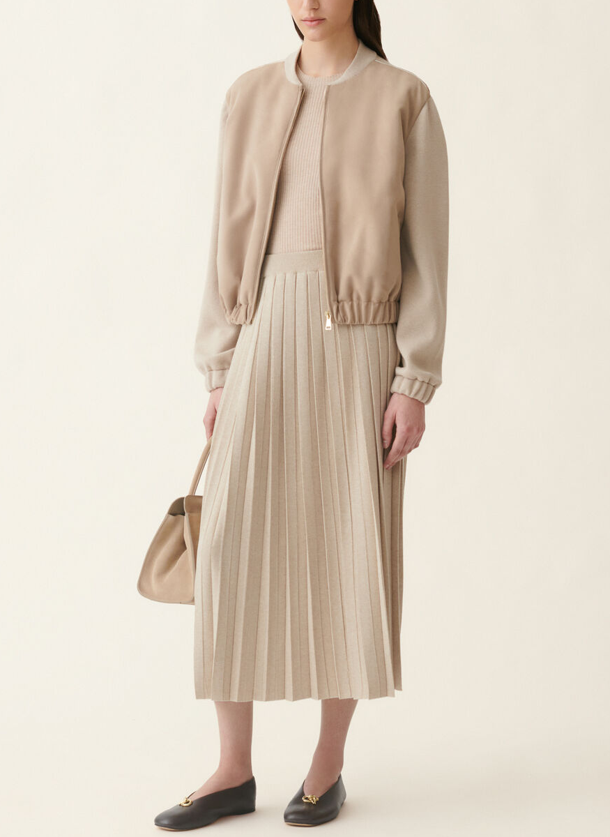 Platinum Pleated Knit Midi Skirt - Fabiana Filippi