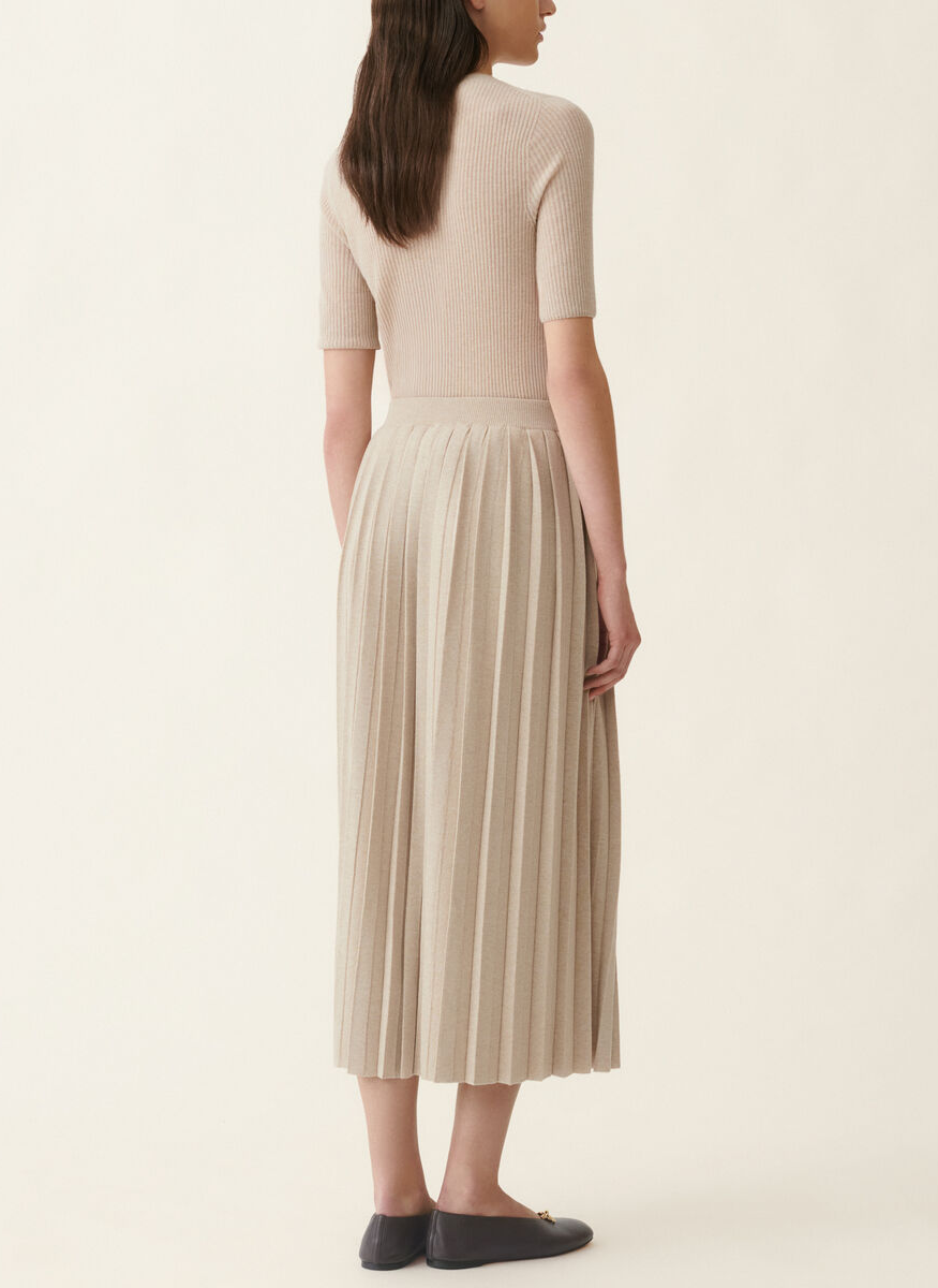 Platinum Pleated Knit Midi Skirt - Fabiana Filippi