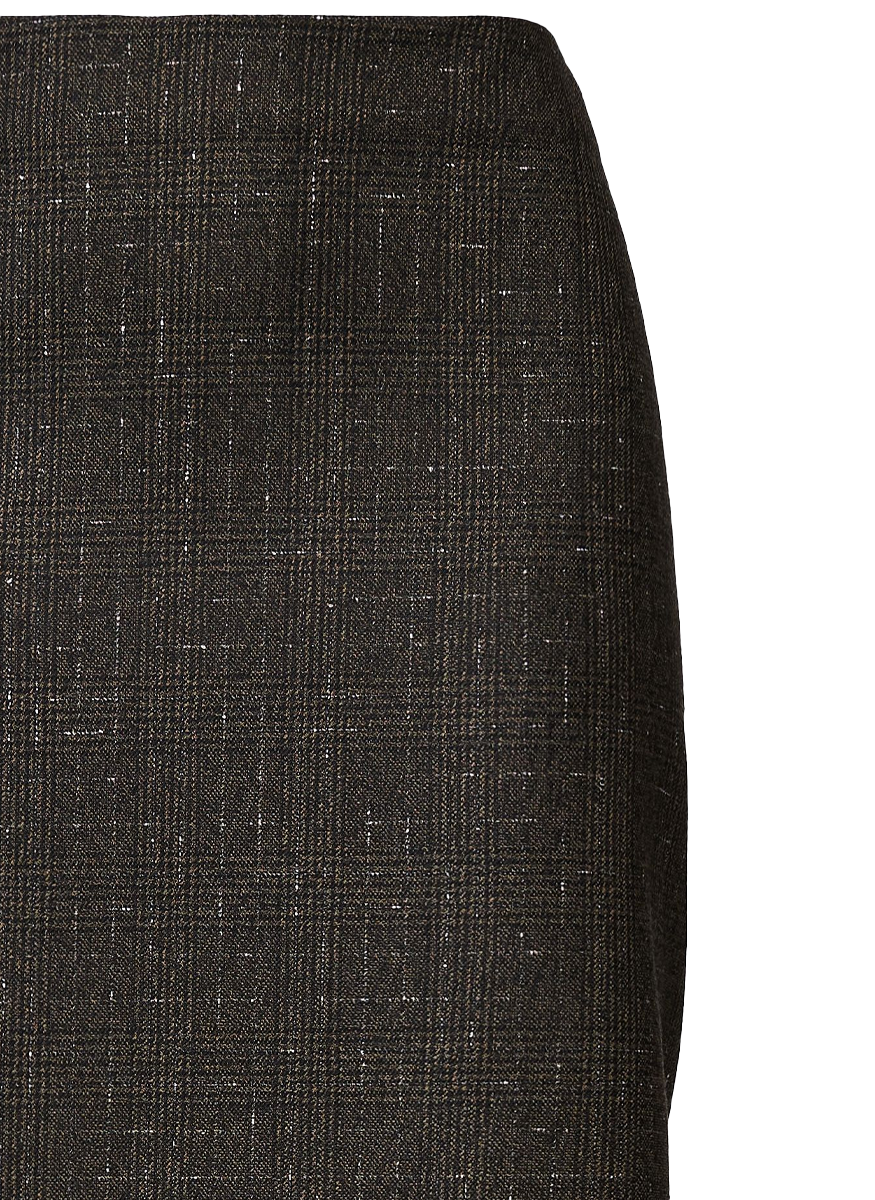 Slubbed Prince of Wales Wool Pencil Skirt - Fabiana Filippi