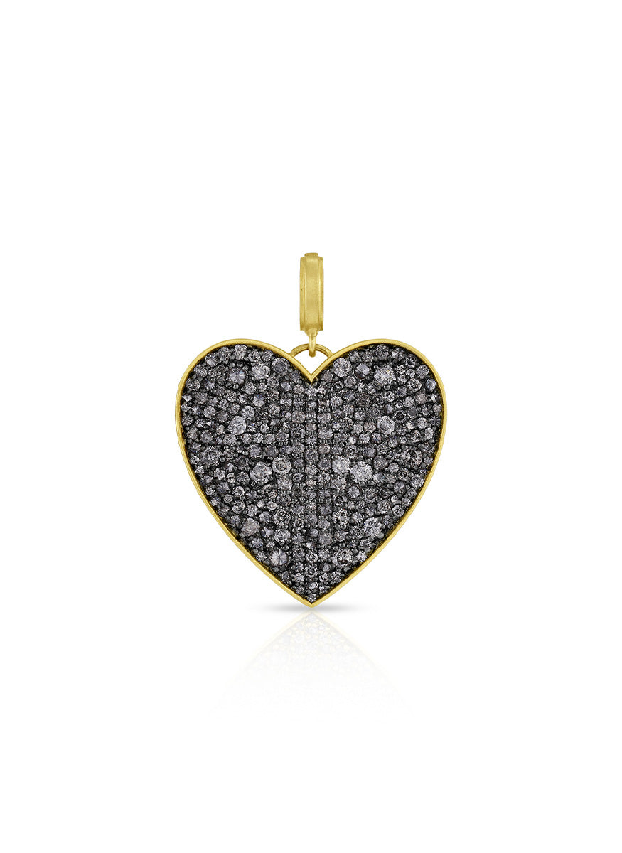 Grey Diamond Heart Pendant, Medium