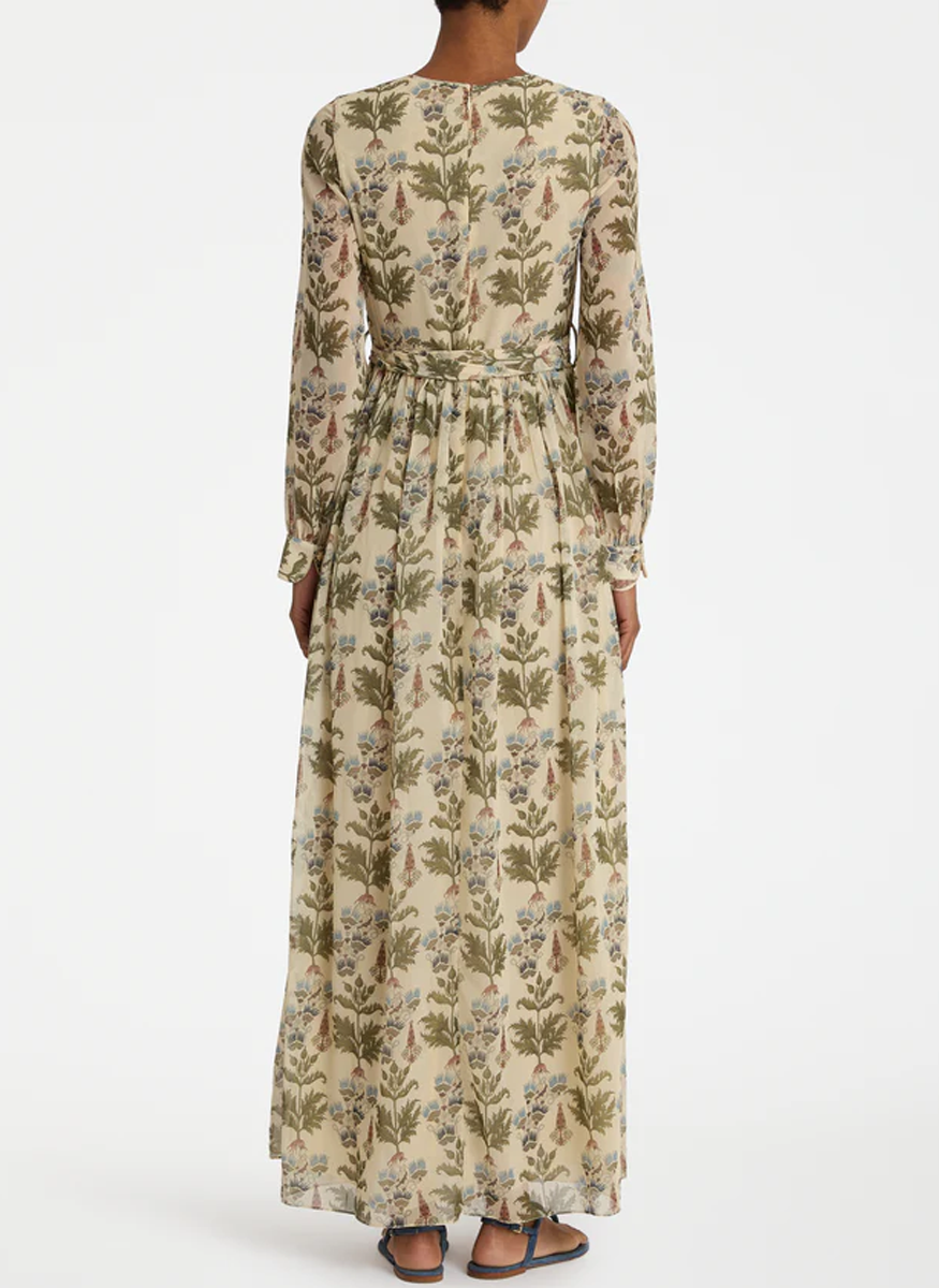 Giorgina Dress in Shiny Persian Botanic Print - Emporio Sirenuse