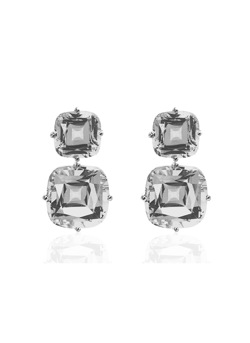 Gossip 2-Tier Rock Crystal Earrings