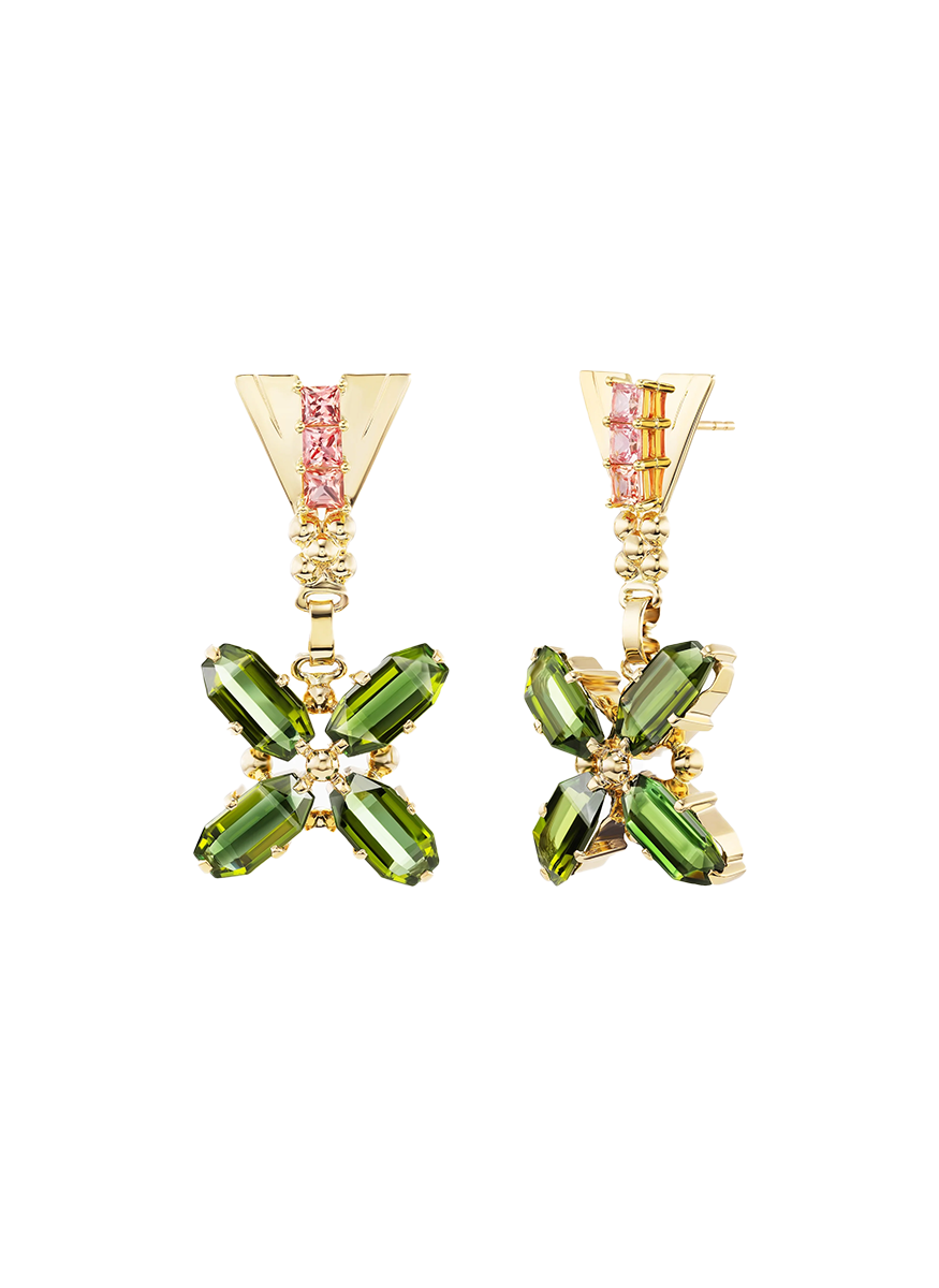 Green Tourmaline Deco Earrings