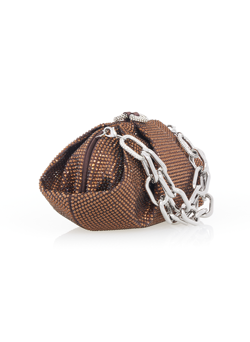 Gemma Fullbead Crystal Clutch in Chocolate - Judith Leiber Couture