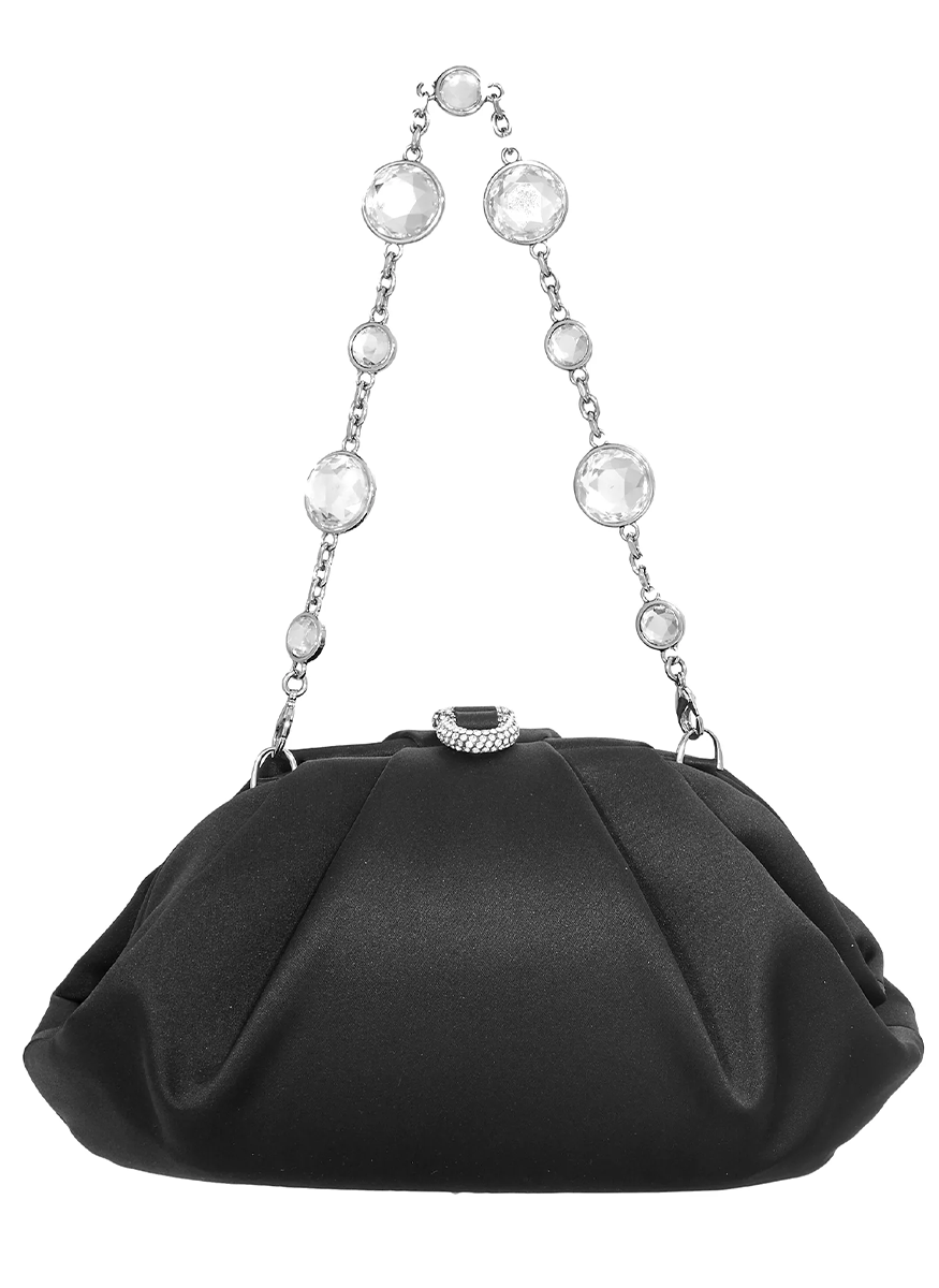 Gemma Satin Clutch in Black