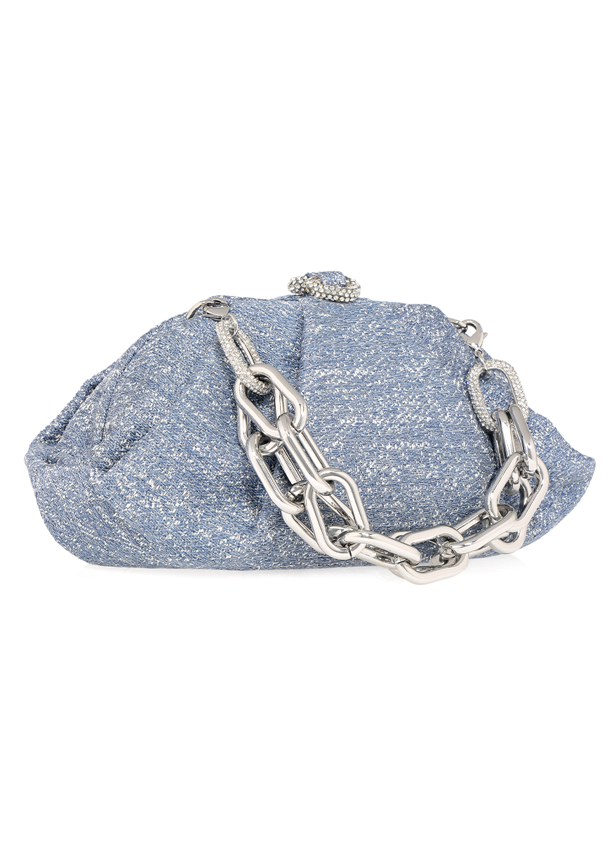 Gemma Sparkle Clutch in Denim Sky Blue - Judith Leiber Couture