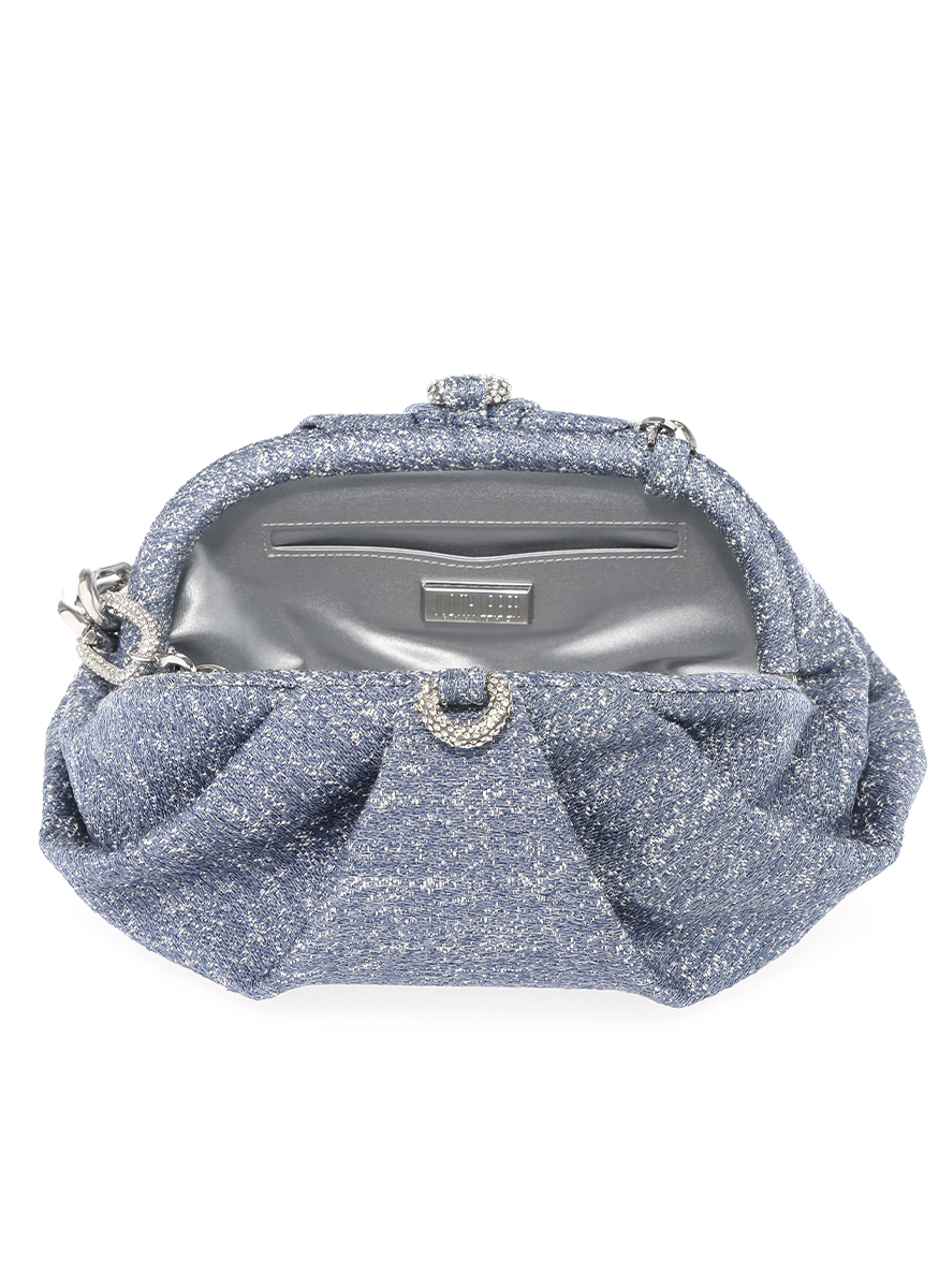 Gemma Sparkle Clutch in Denim Sky Blue - Judith Leiber Couture