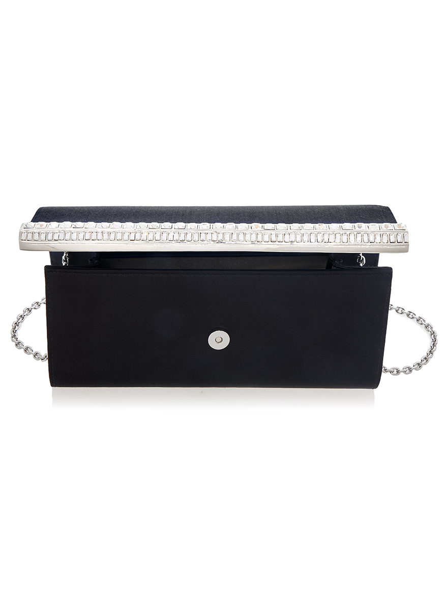 Perry Satin Clutch in Black - Judith Leiber Couture