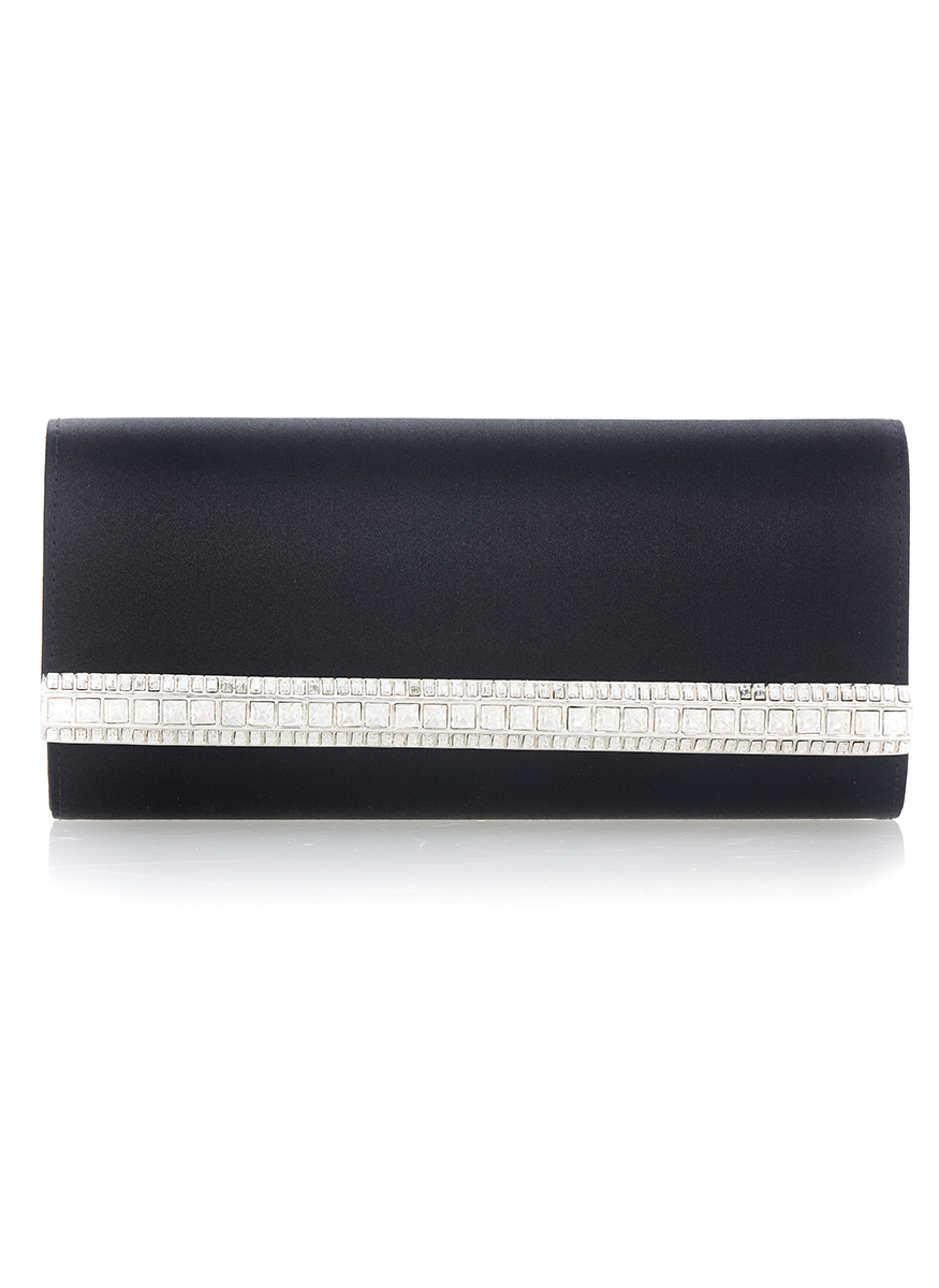 Perry Satin Clutch in Black