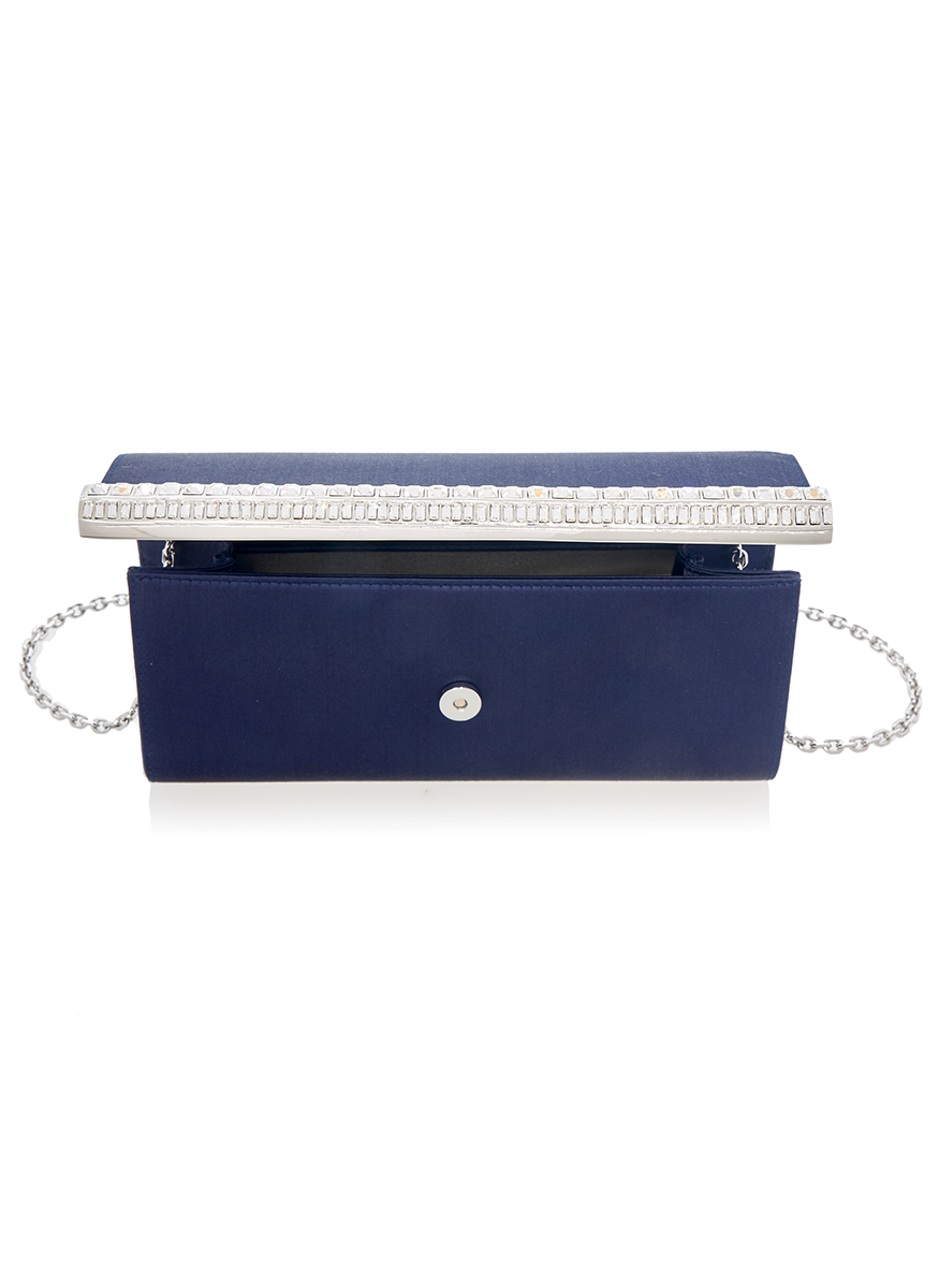 Perry Satin Clutch in Navy - Judith Leiber Couture