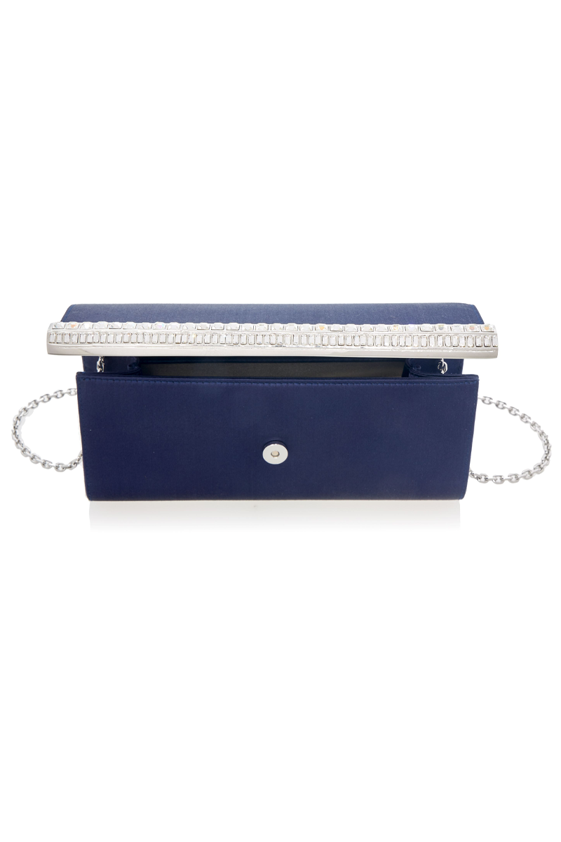 Perry Satin Clutch in Navy - Judith Leiber Couture