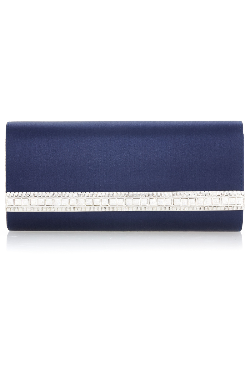 Perry Satin Clutch in Navy
