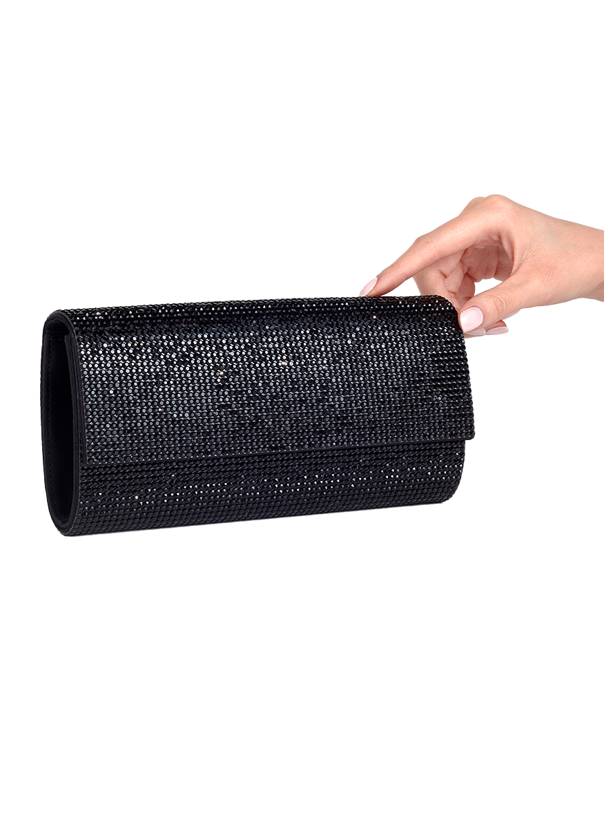 Perry Crystal Clutch in Jet