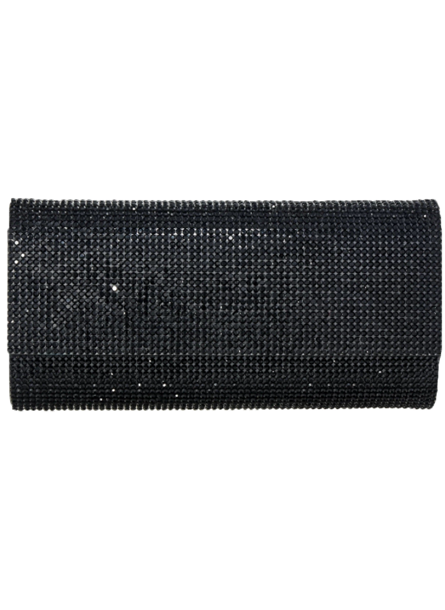 Perry Crystal Clutch in Jet