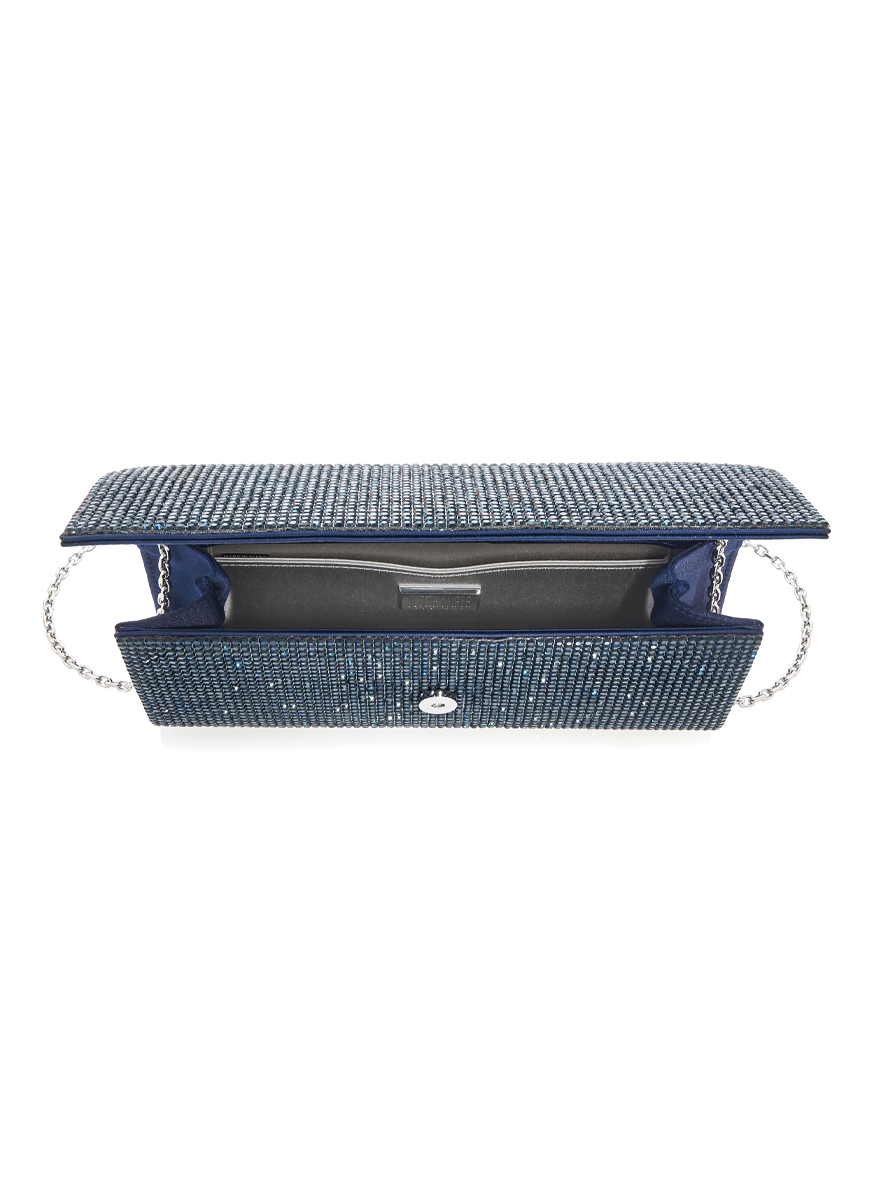 Perry Fullbead Crystal Clutch in Midnight - Judith Leiber Couture