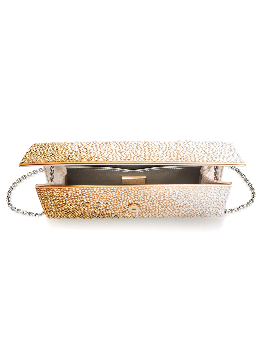 Perry Crystal Clutch in Caviar Gradient Golden - Judith Leiber Couture