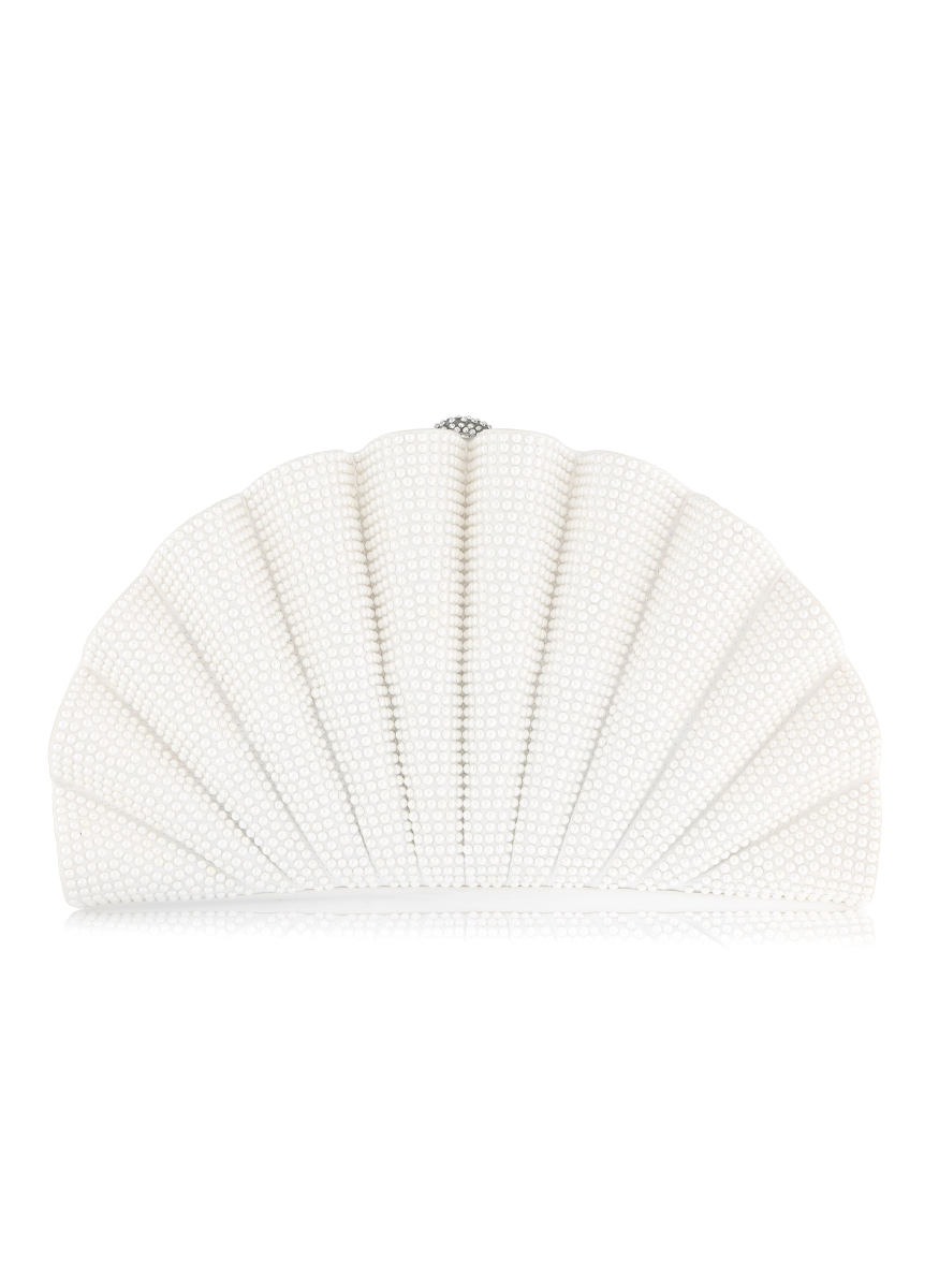 Pearls Origami Fan Clutch with Chain