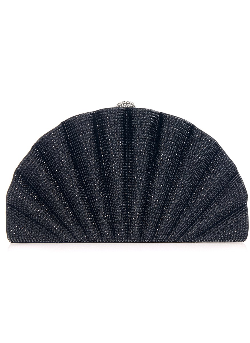 Origami Fan Clutch in Jet