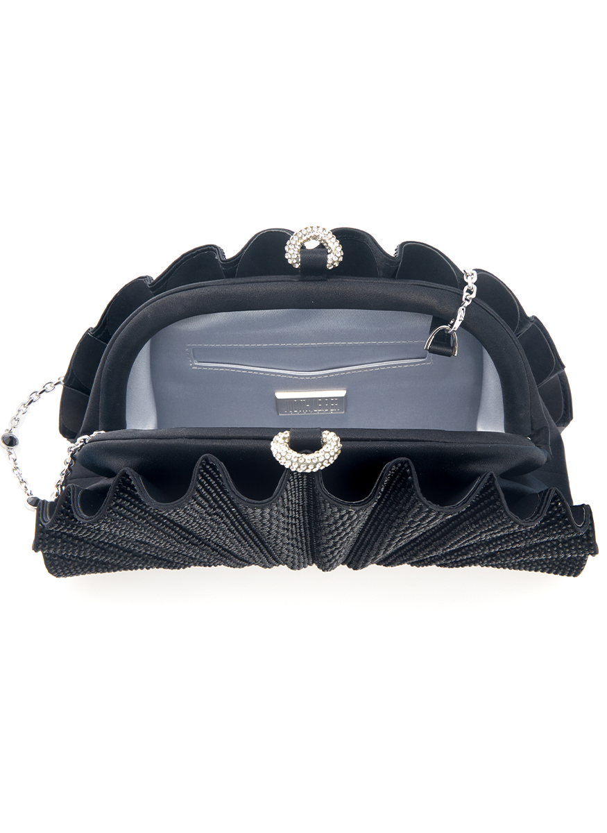 Origami Fan Clutch in Jet