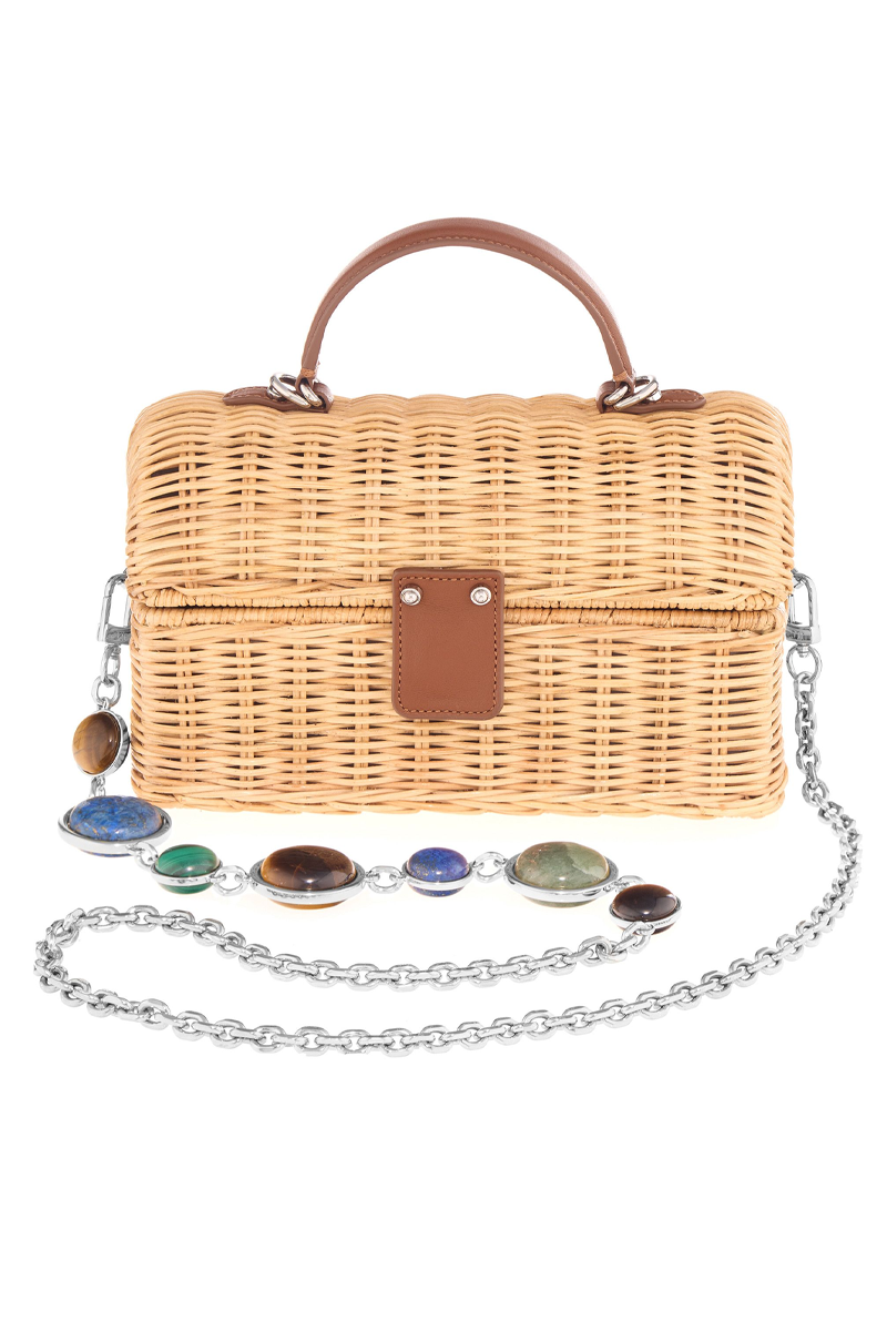 Isla Wicker Basket Semi-Precious Stones Natural