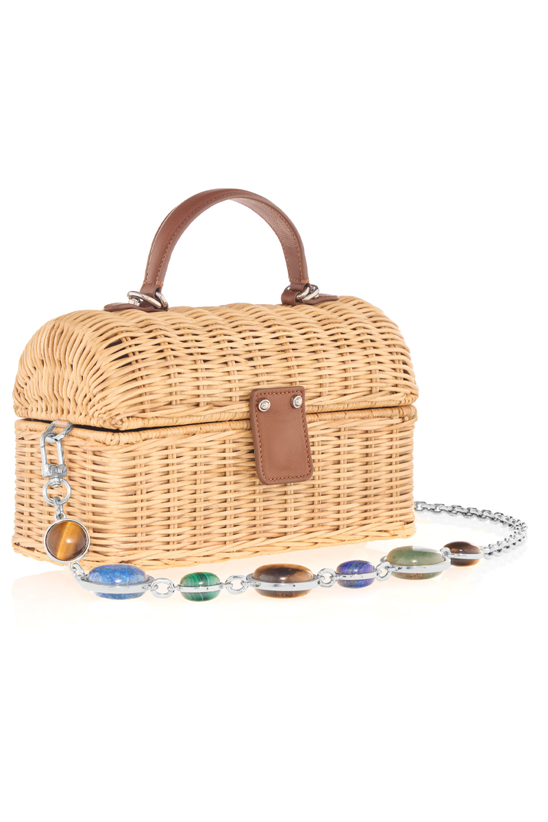 Isla Wicker Basket Semi-Precious Stones Natural