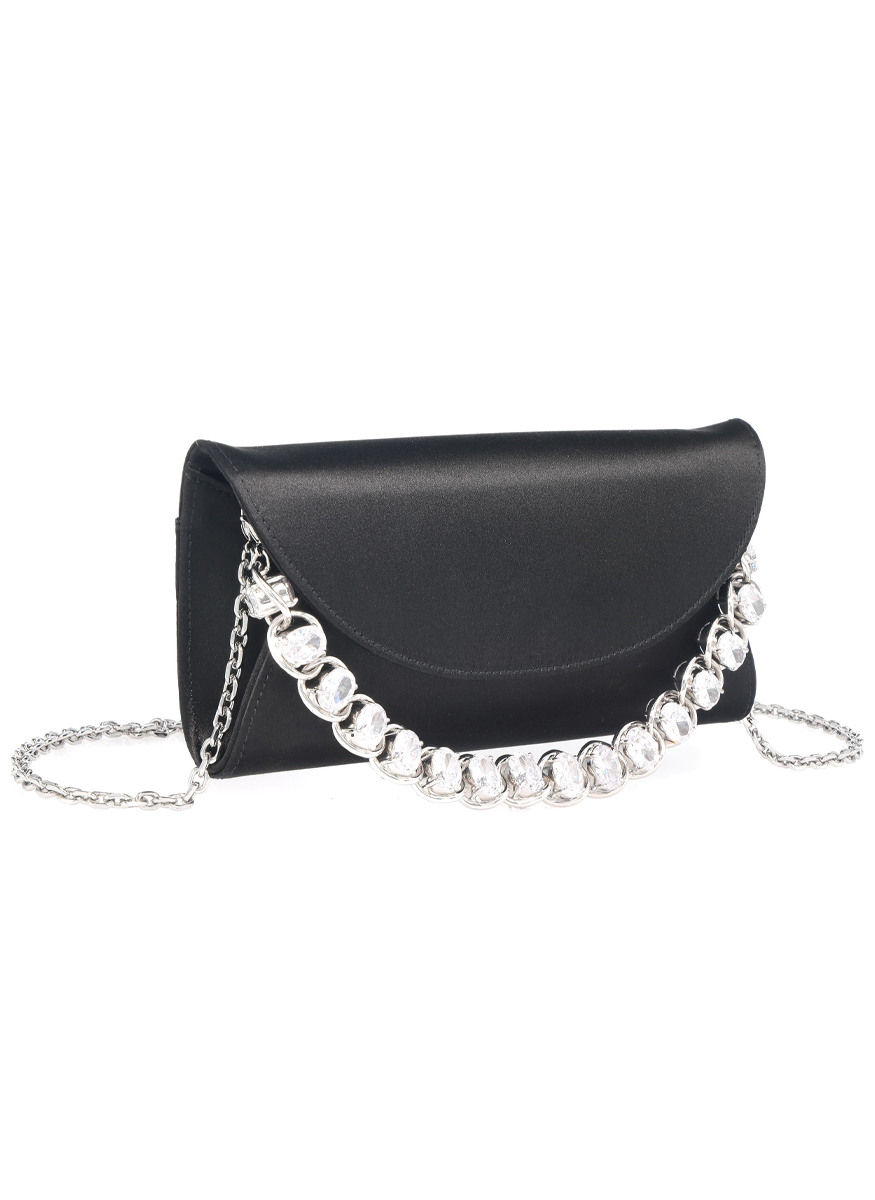 Envelope Taylor in Black Satin - Judith Leiber Couture