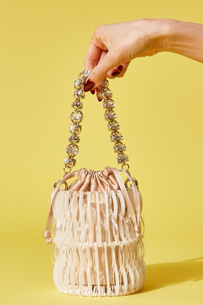 Harper Woven Resin Bucket Bag