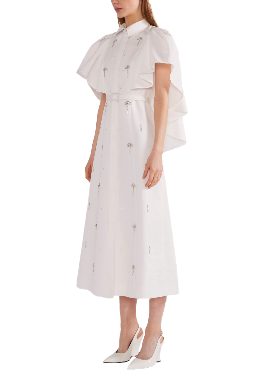 Maria Midi Dress with White Japanese Faille