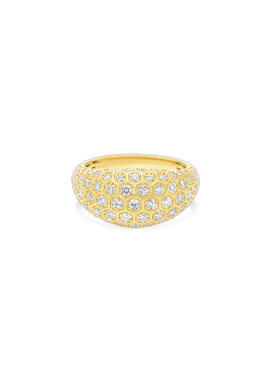 Honeycomb Diamond Signet Ring - SARA WEINSTOCK CONSIGNMEN