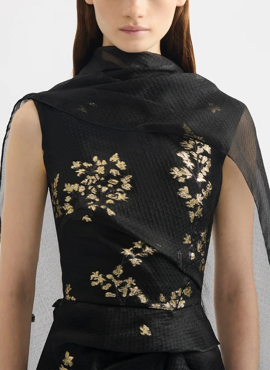 Organza Fil Coupé Draped Midi Dress - Erdem