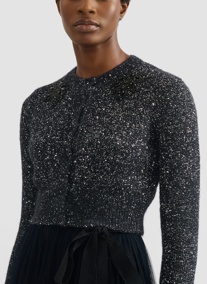 Embellished Sequin Cropped Cardigan - Erdem