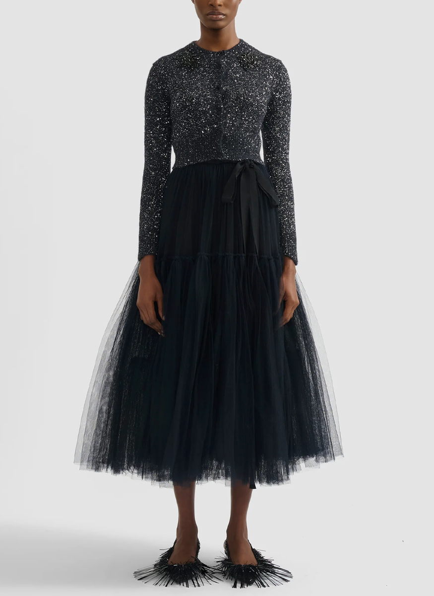 Tulle Midi Skirt with Bow - Erdem