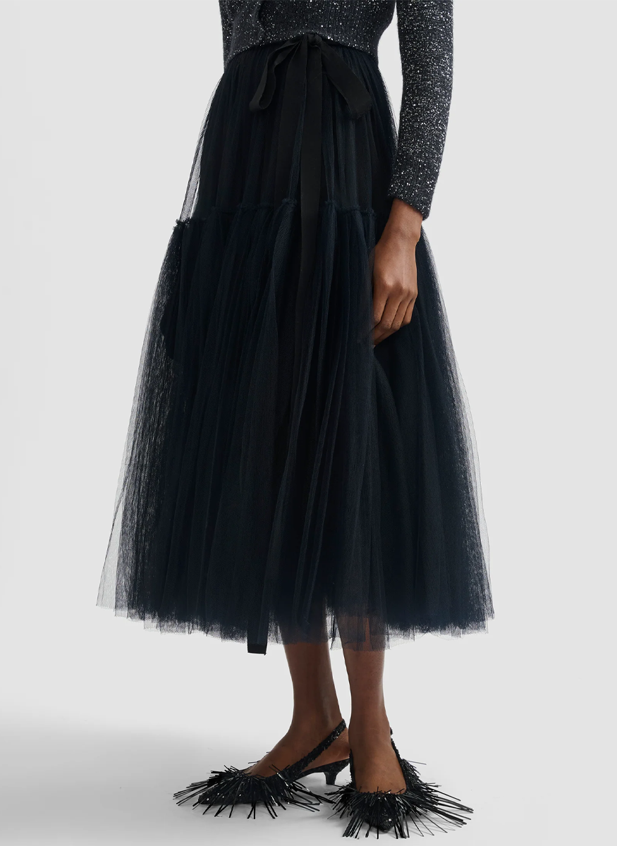 Tulle Midi Skirt with Bow - Erdem