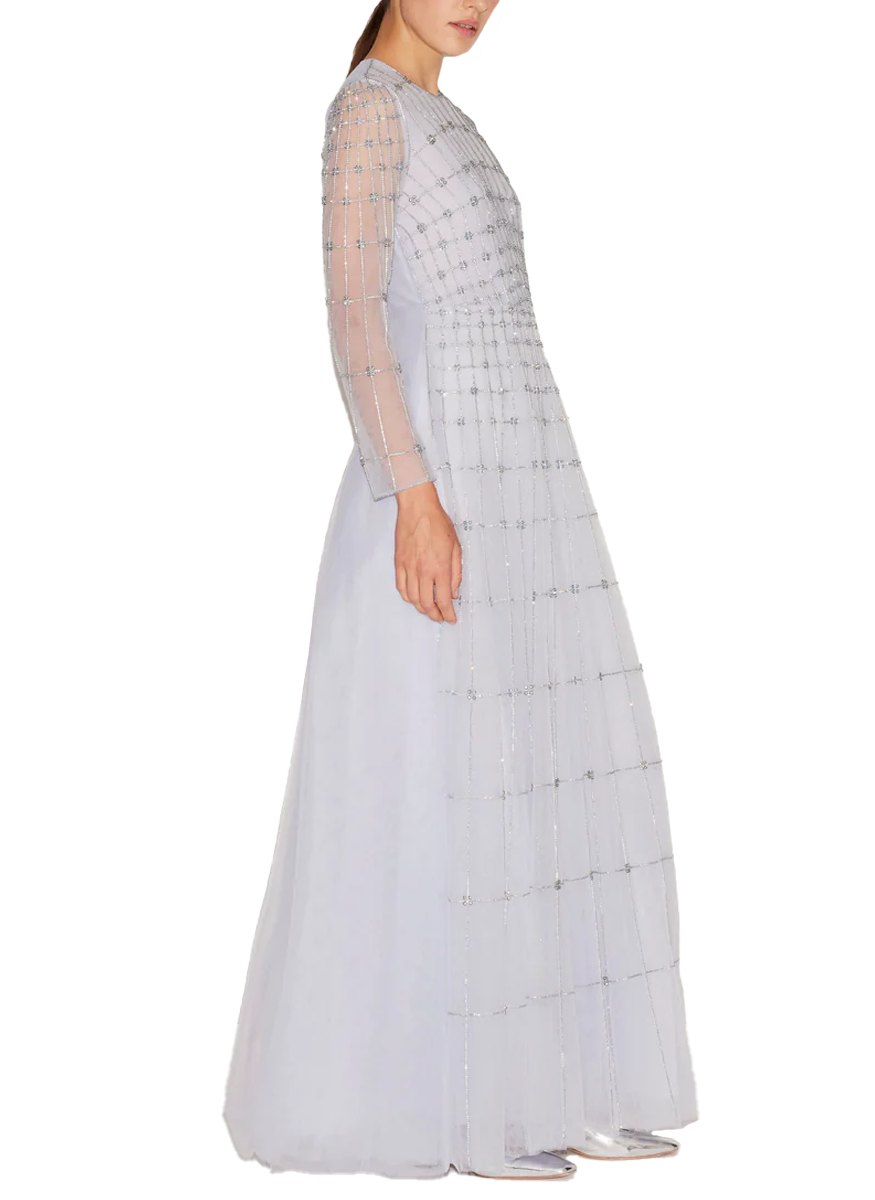 Anissa Long Sleeve Embroidered Tulle Gown - Huishan Zhang