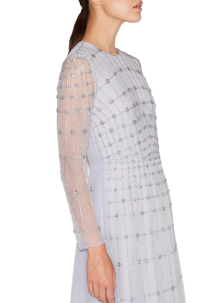 Anissa Long Sleeve Embroidered Tulle Gown - Huishan Zhang