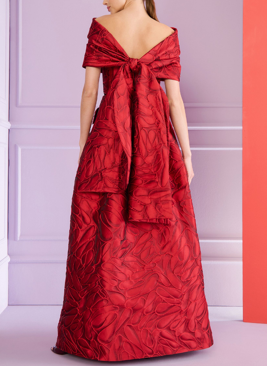 talbot evening dresses Talbot Runhof Draped Long-sleeved Maxi Dress