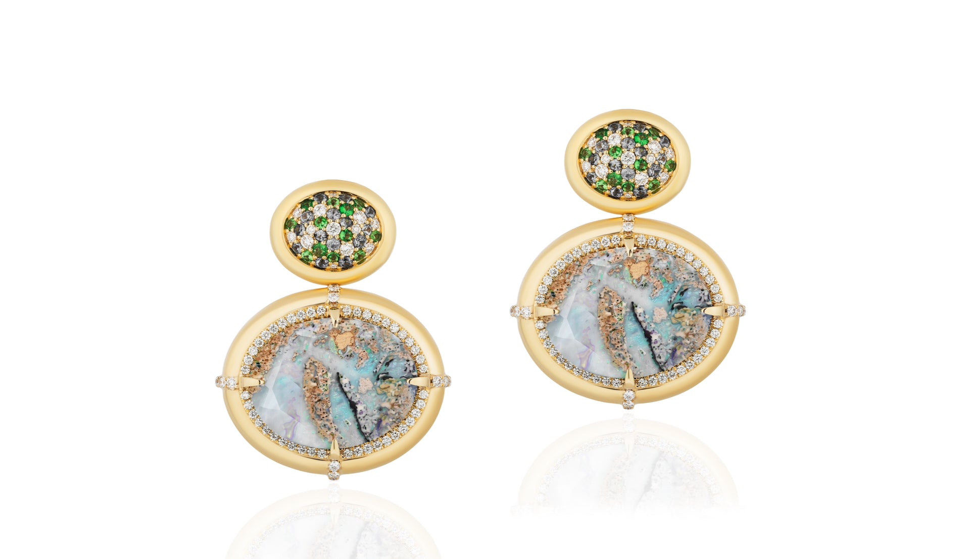 'G-One' Oval Opal Earrings