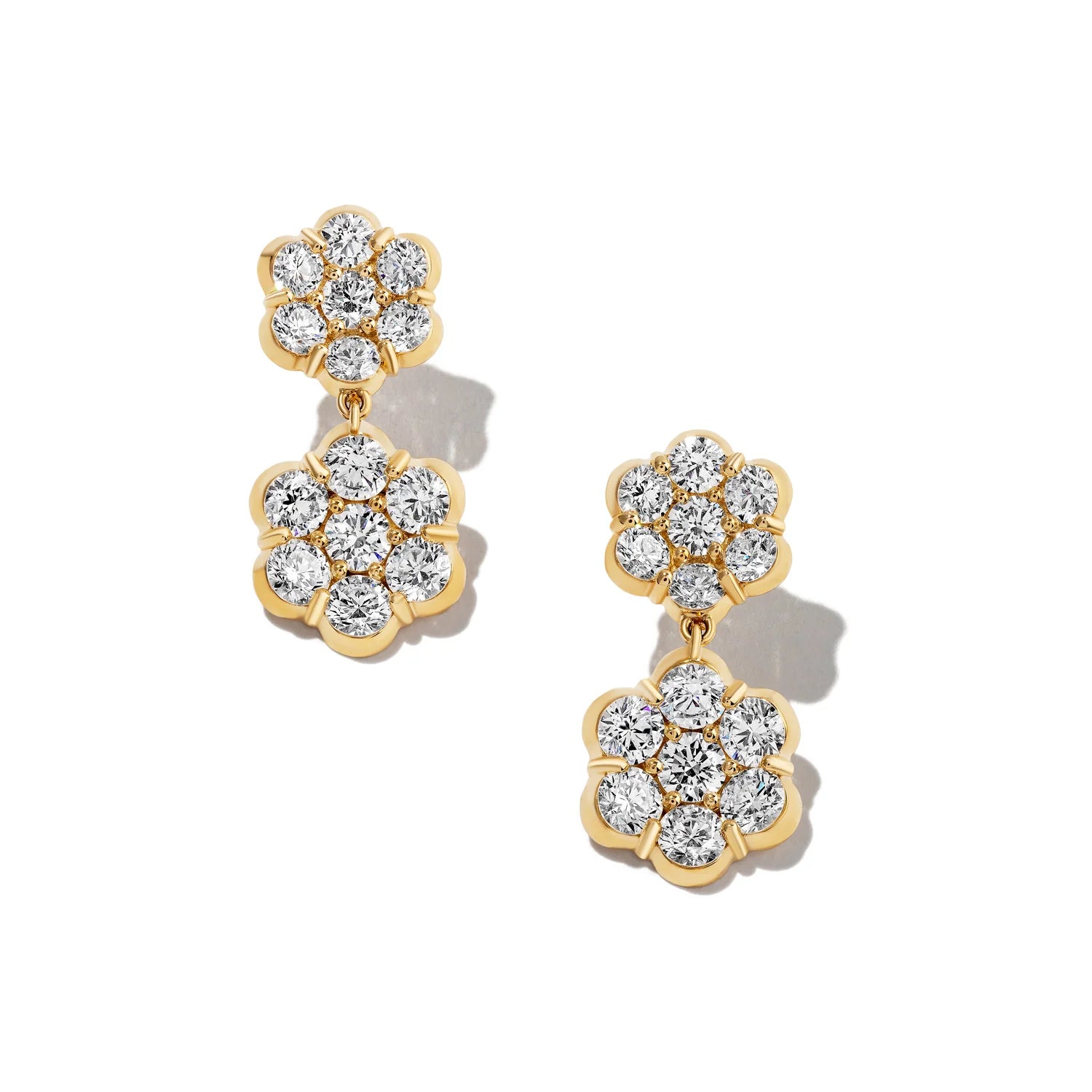 Double Flower Drop Earrings