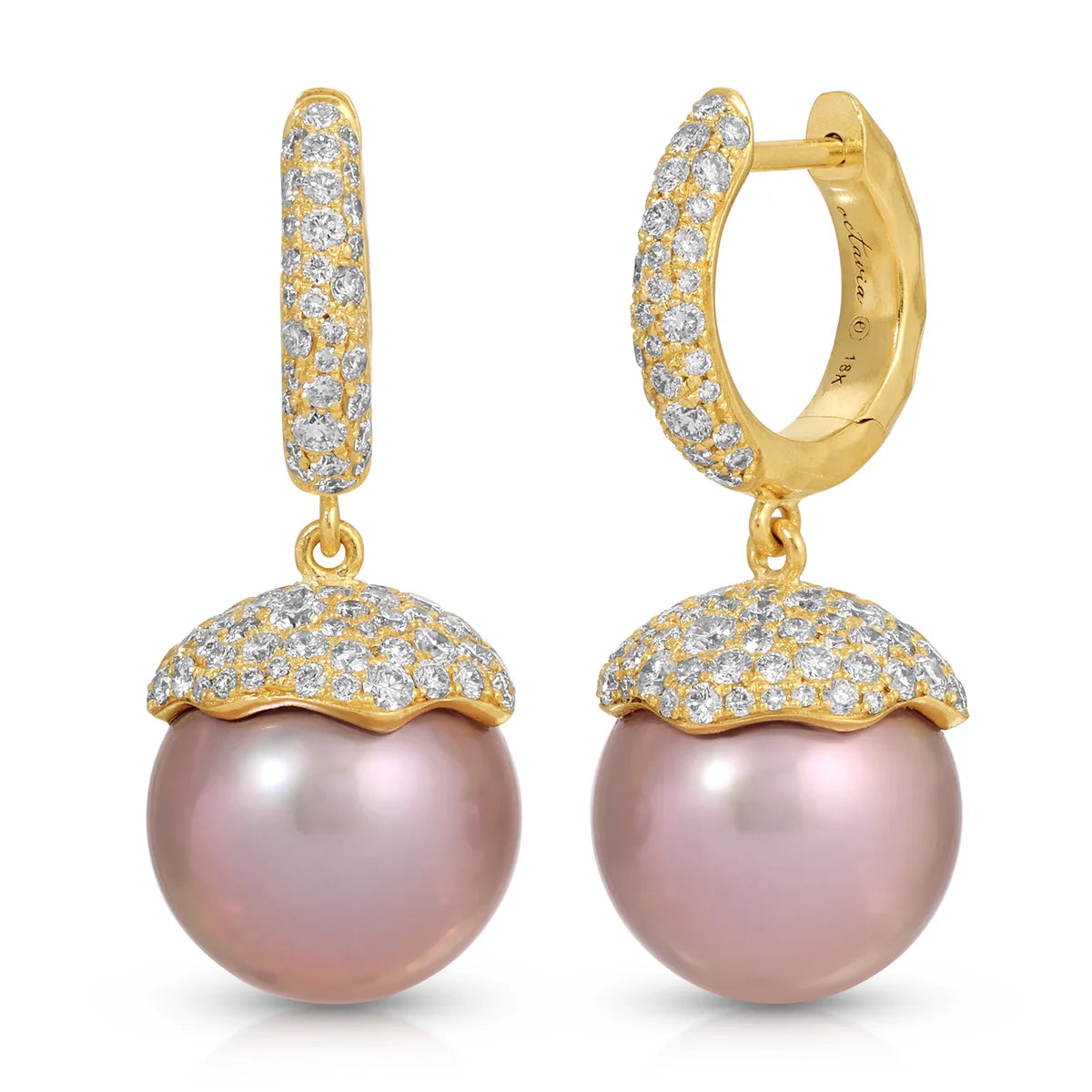 Orb Earrings, Pink Pearls