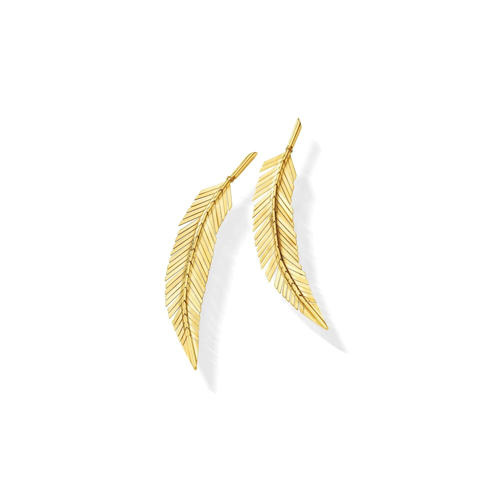 “Feather” Earrings, Medium, Yellow Gold